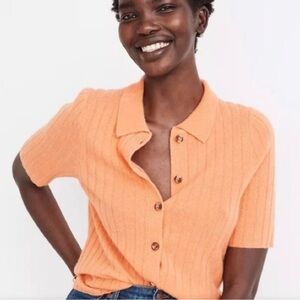 Madewell 100% cashmere peach polo